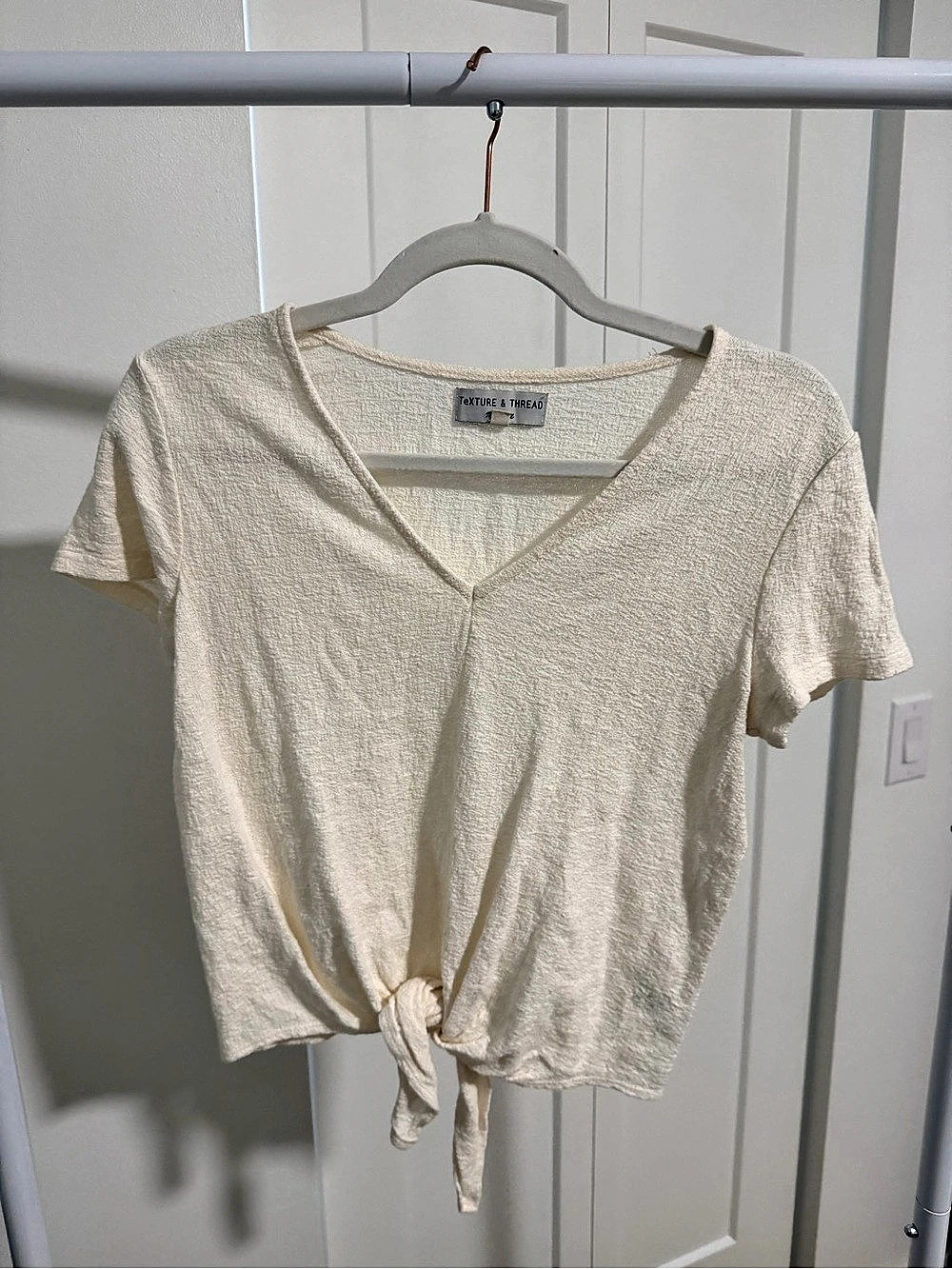 Madewell Texture & Thread Tie-Front Tee Cream Small